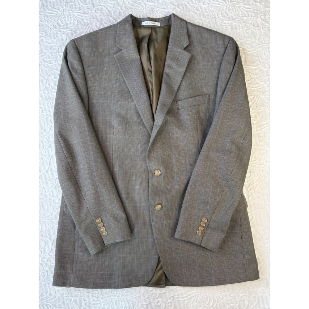 Lauren Ralph Lauren Mens 46L Blazer Tan Glen Plaid Check Sport Coat 2 Button - Picture 1 of 10